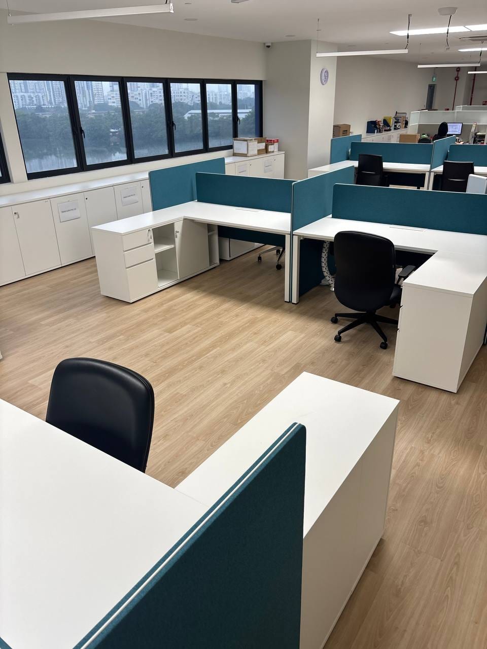 Furnished workstations with pedestal storage